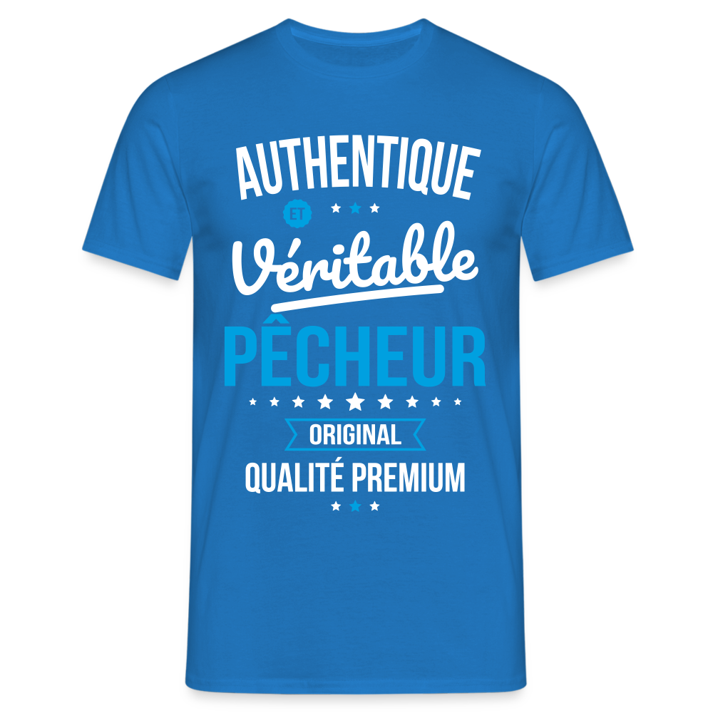 T-shirt Homme - Authentique et véritable Pêcheur - bleu royal