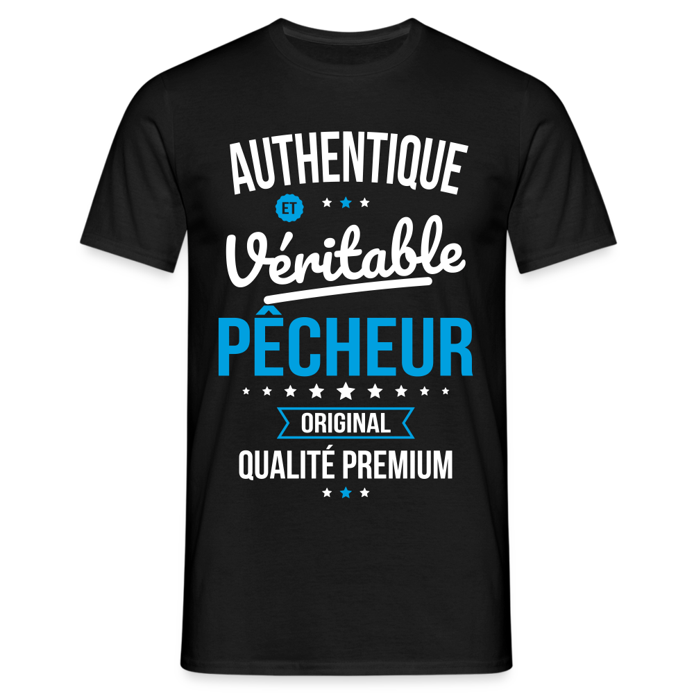 T-shirt Homme - Authentique et véritable Pêcheur - noir