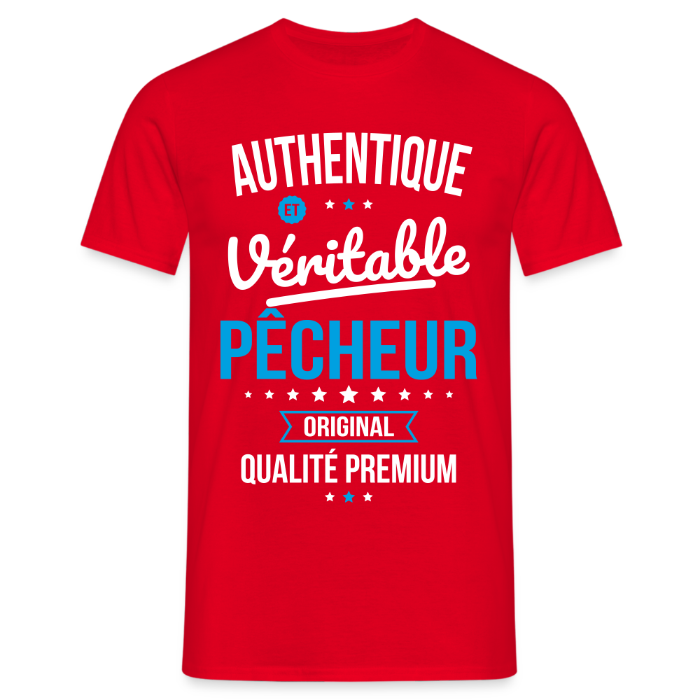 T-shirt Homme - Authentique et véritable Pêcheur - rouge