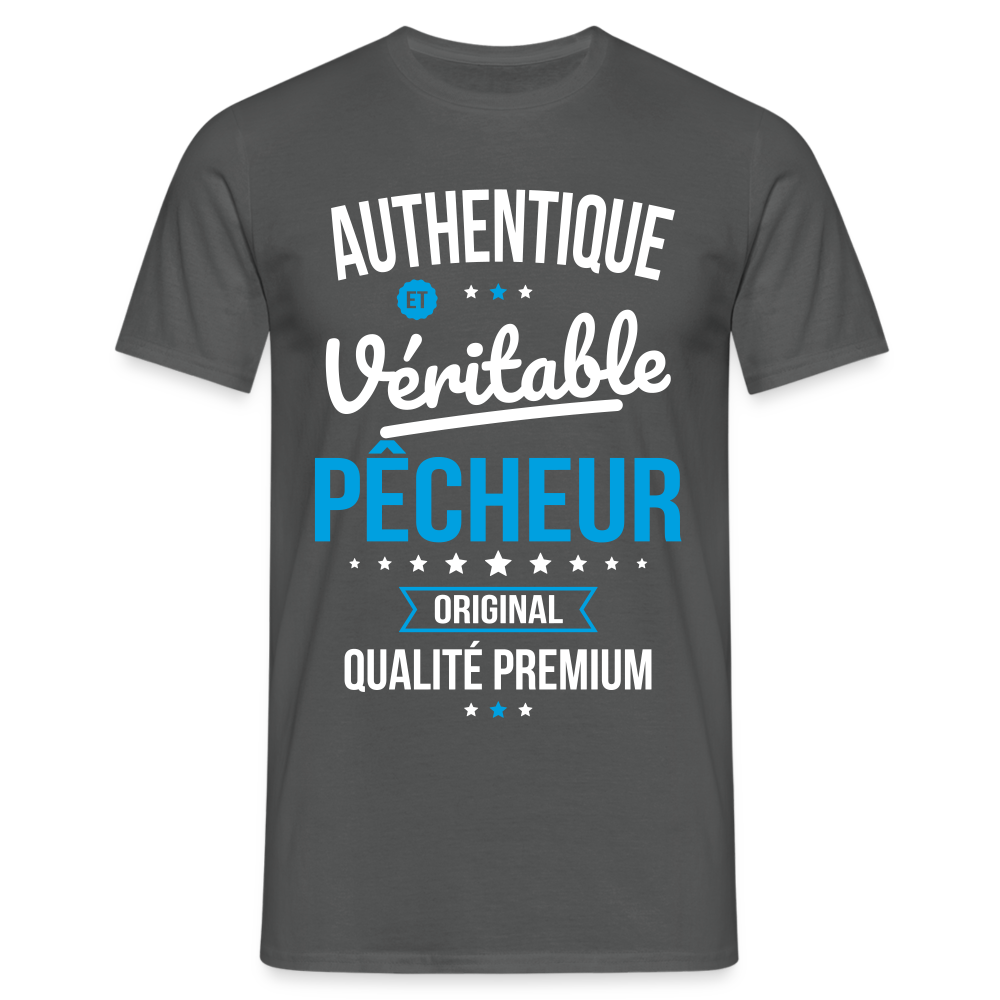 T-shirt Homme - Authentique et véritable Pêcheur - charbon