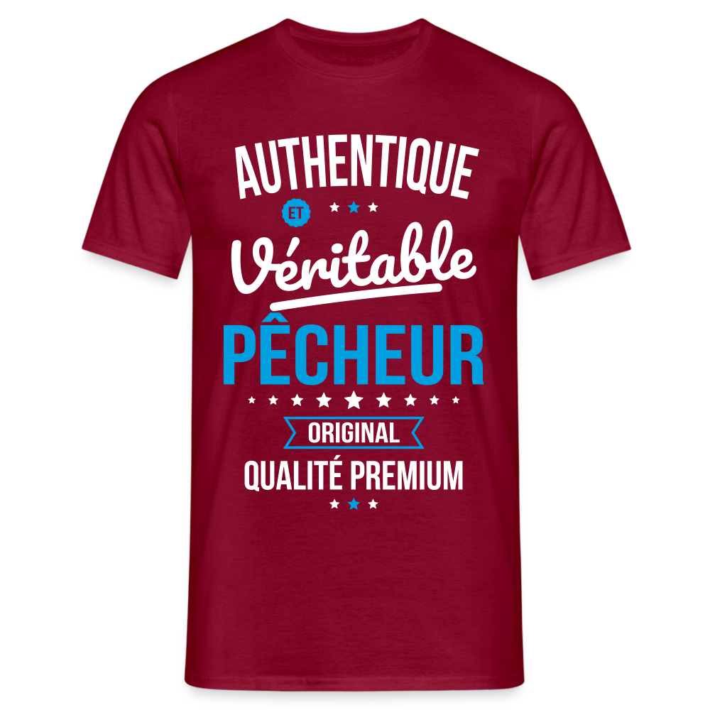 T-shirt Homme - Authentique et véritable Pêcheur - rouge brique