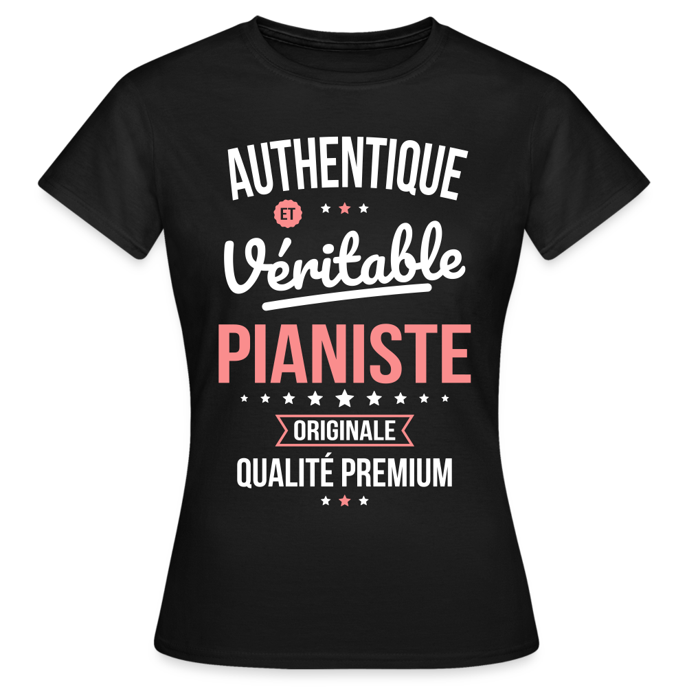 T-shirt Femme - Authentique et véritable Pianiste - noir