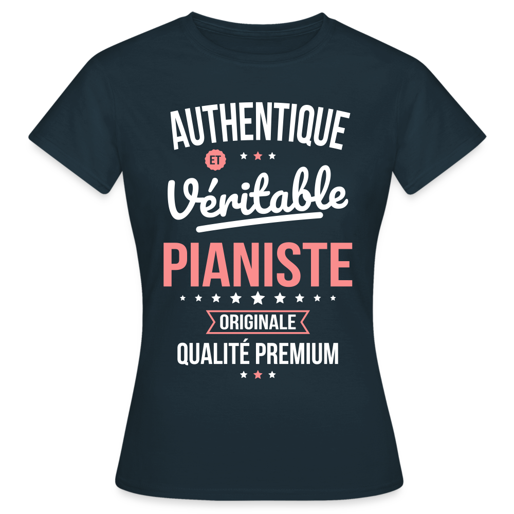 T-shirt Femme - Authentique et véritable Pianiste - marine