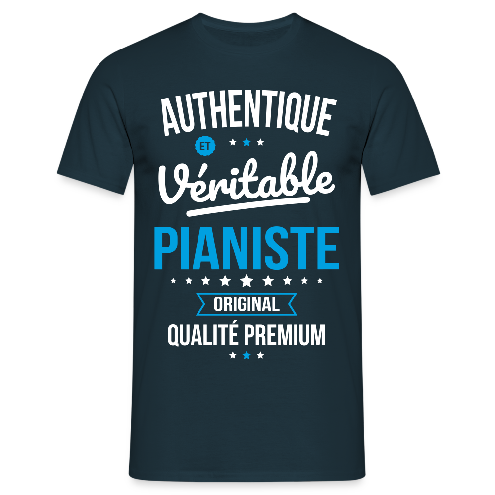 T-shirt Homme - Authentique et véritable Pianiste - marine