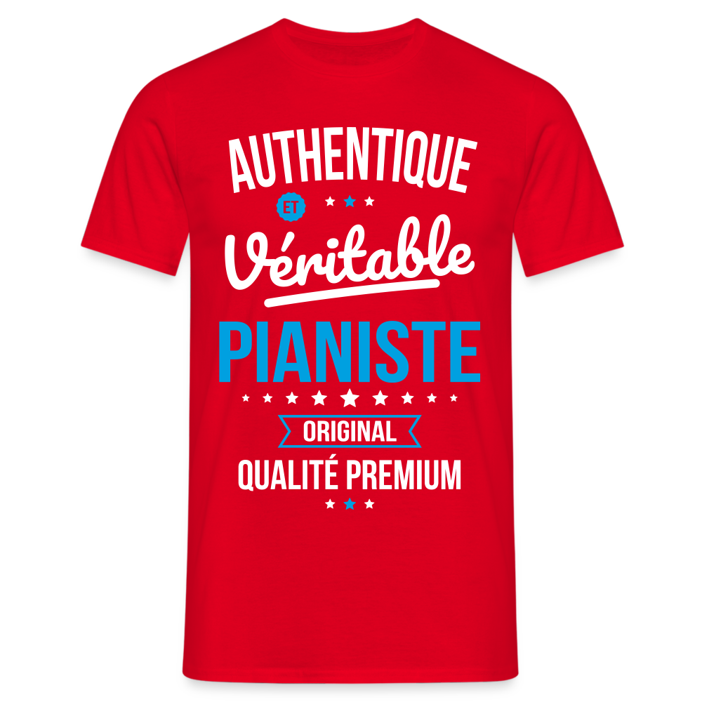 T-shirt Homme - Authentique et véritable Pianiste - rouge