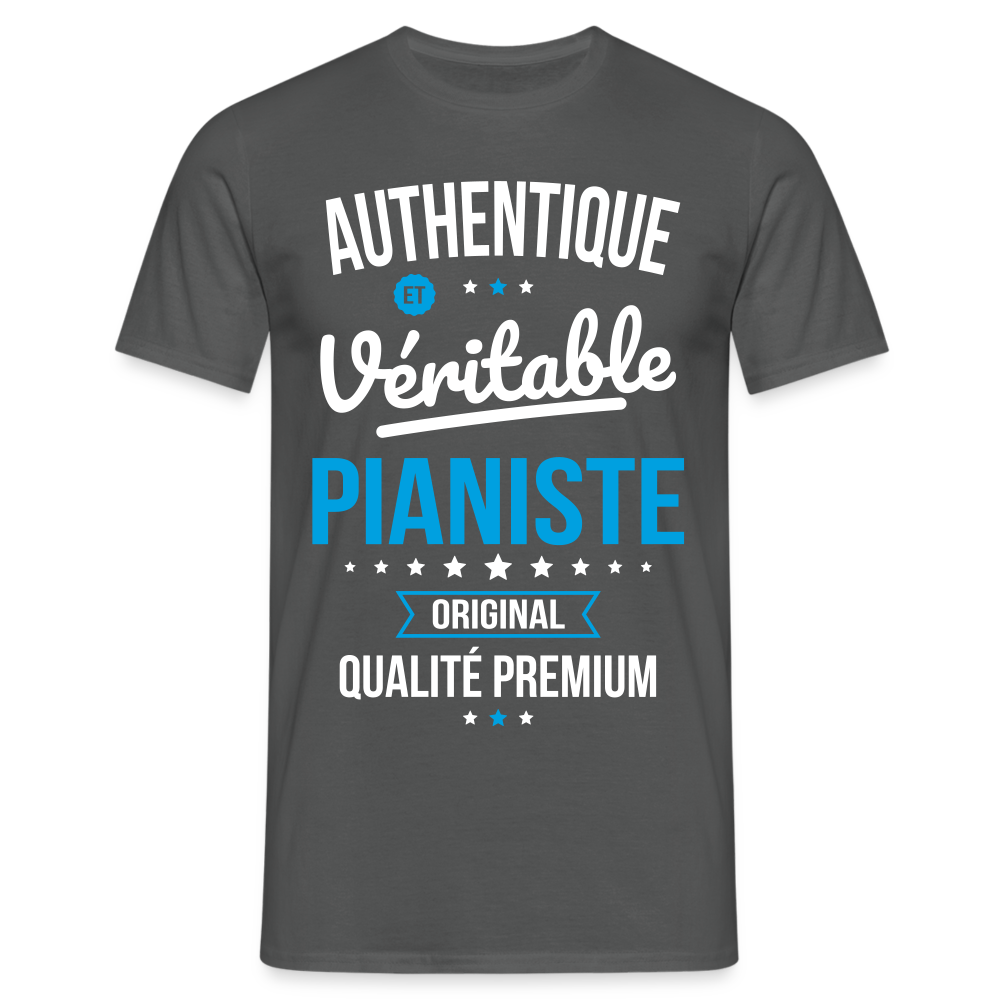 T-shirt Homme - Authentique et véritable Pianiste - charbon