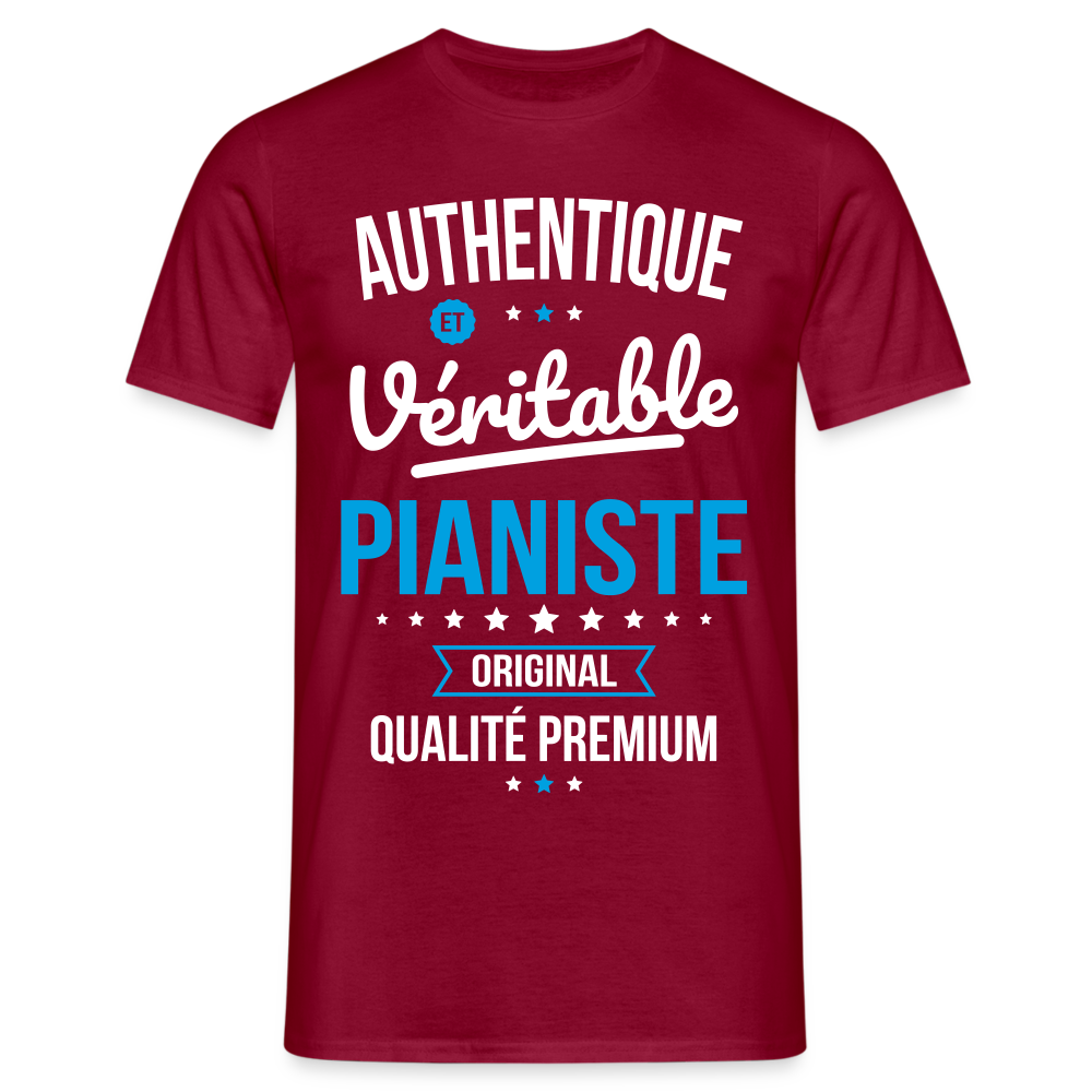 T-shirt Homme - Authentique et véritable Pianiste - rouge brique