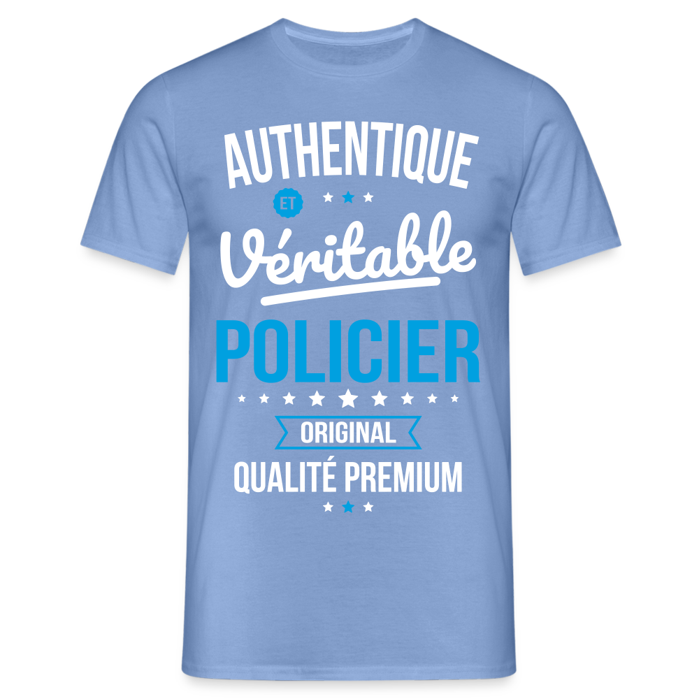 T-shirt Homme - Authentique et véritable Policier - carolina blue