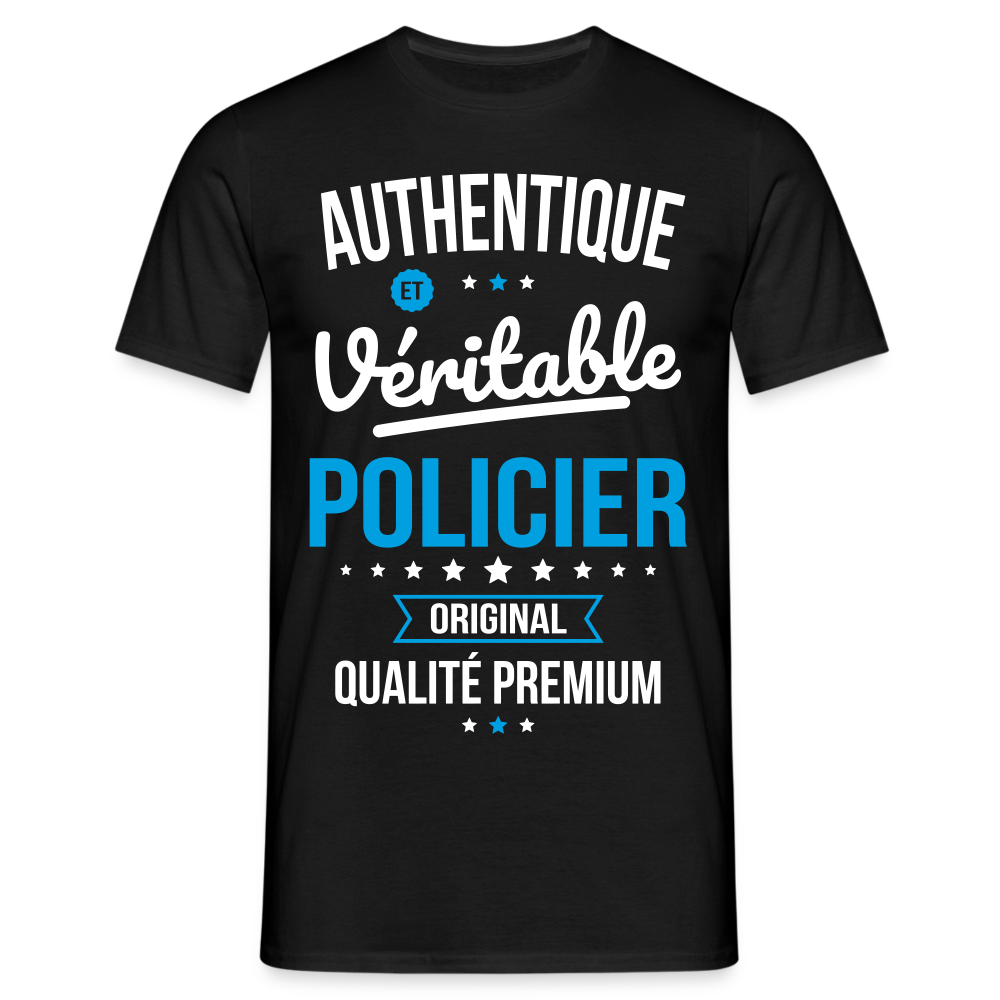 T-shirt Homme - Authentique et véritable Policier - noir