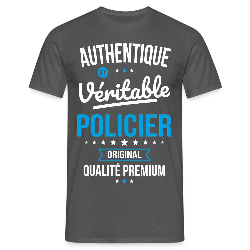 T-shirt Homme - Authentique et véritable Policier - charbon