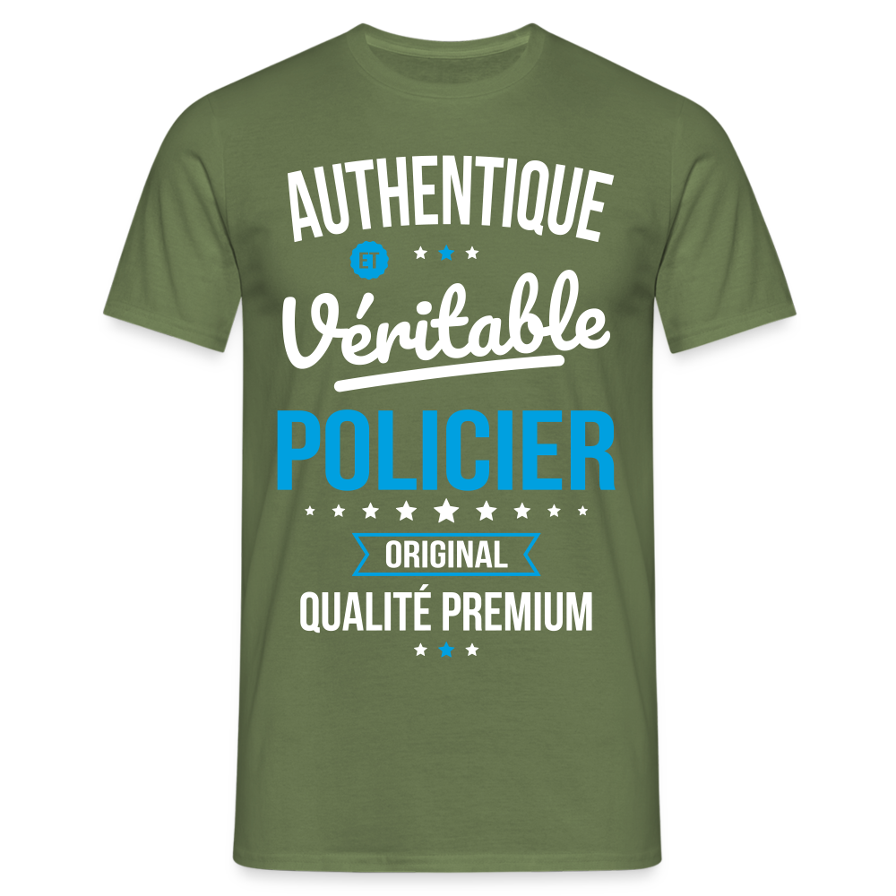 T-shirt Homme - Authentique et véritable Policier - vert militaire