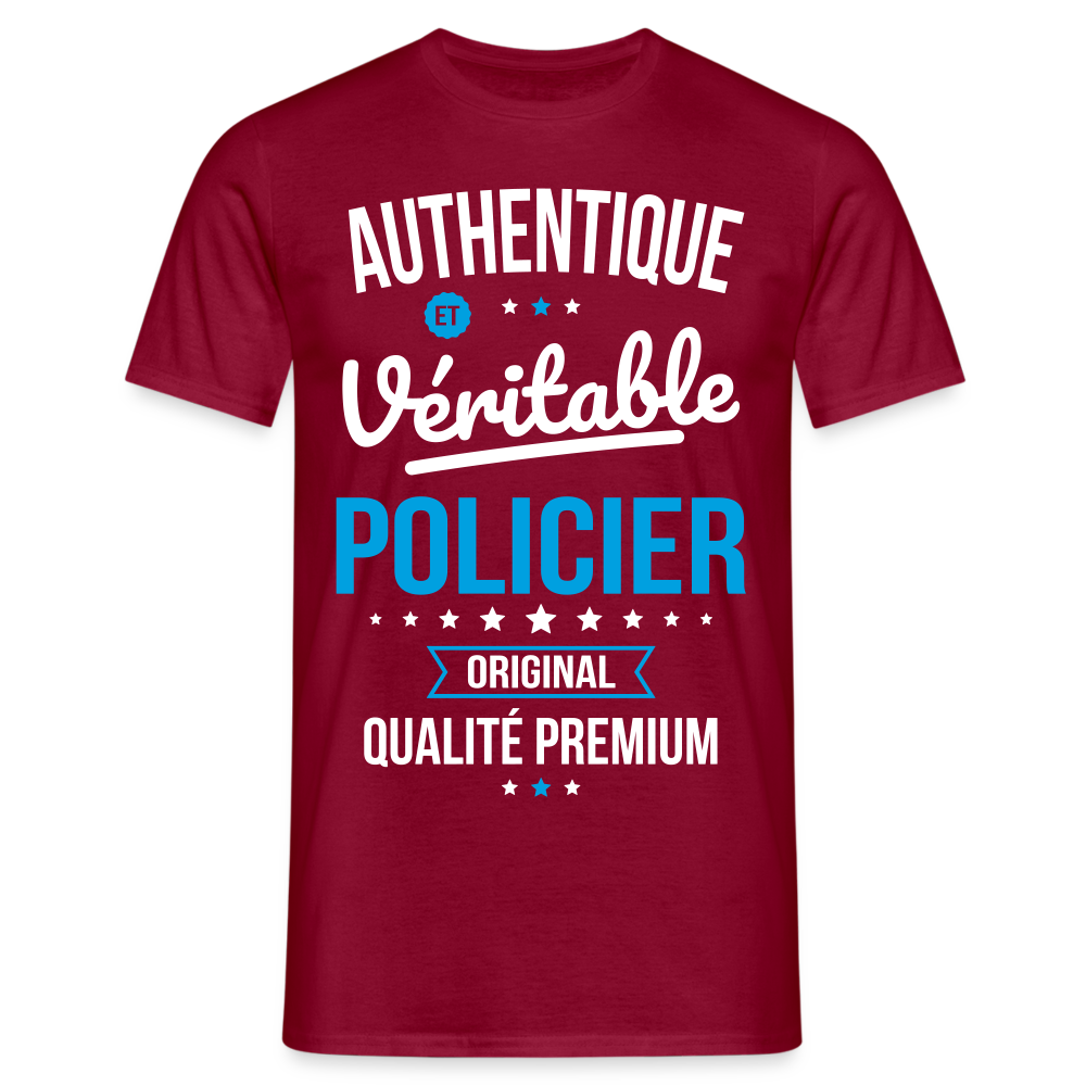 T-shirt Homme - Authentique et véritable Policier - rouge brique