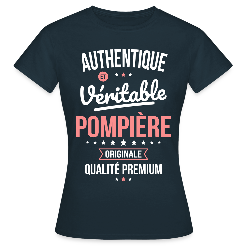 T-shirt Femme - Authentique et véritable Pompière - marine