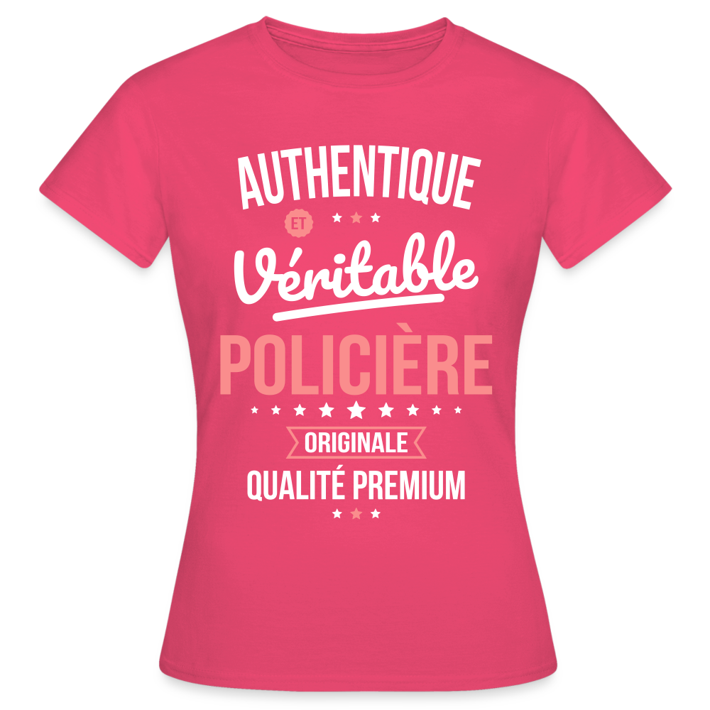 T-shirt Femme - Authentique et véritable Policière - rose azalée