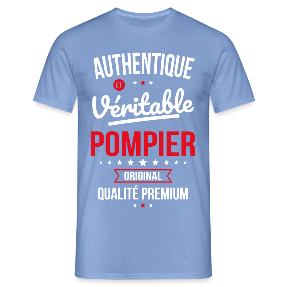 T-shirt Homme - Authentique et véritable Pompier - carolina blue