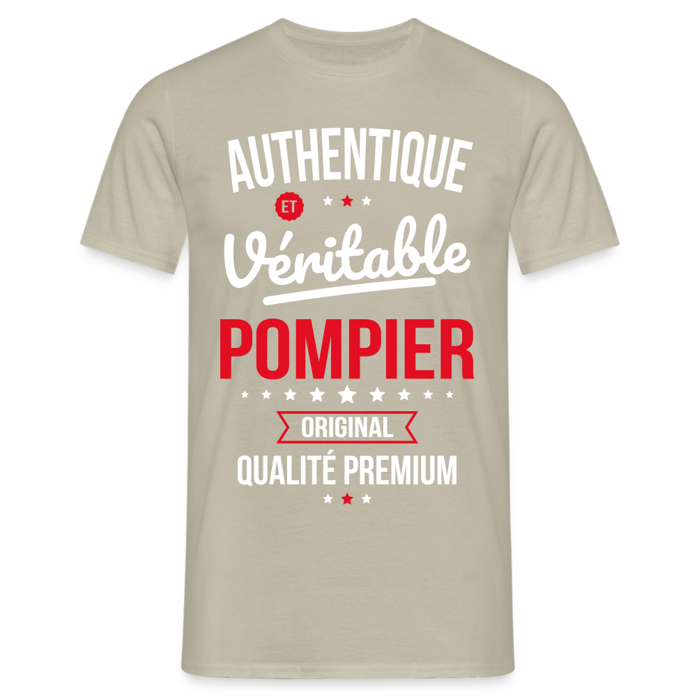 T-shirt Homme - Authentique et véritable Pompier - beige sable