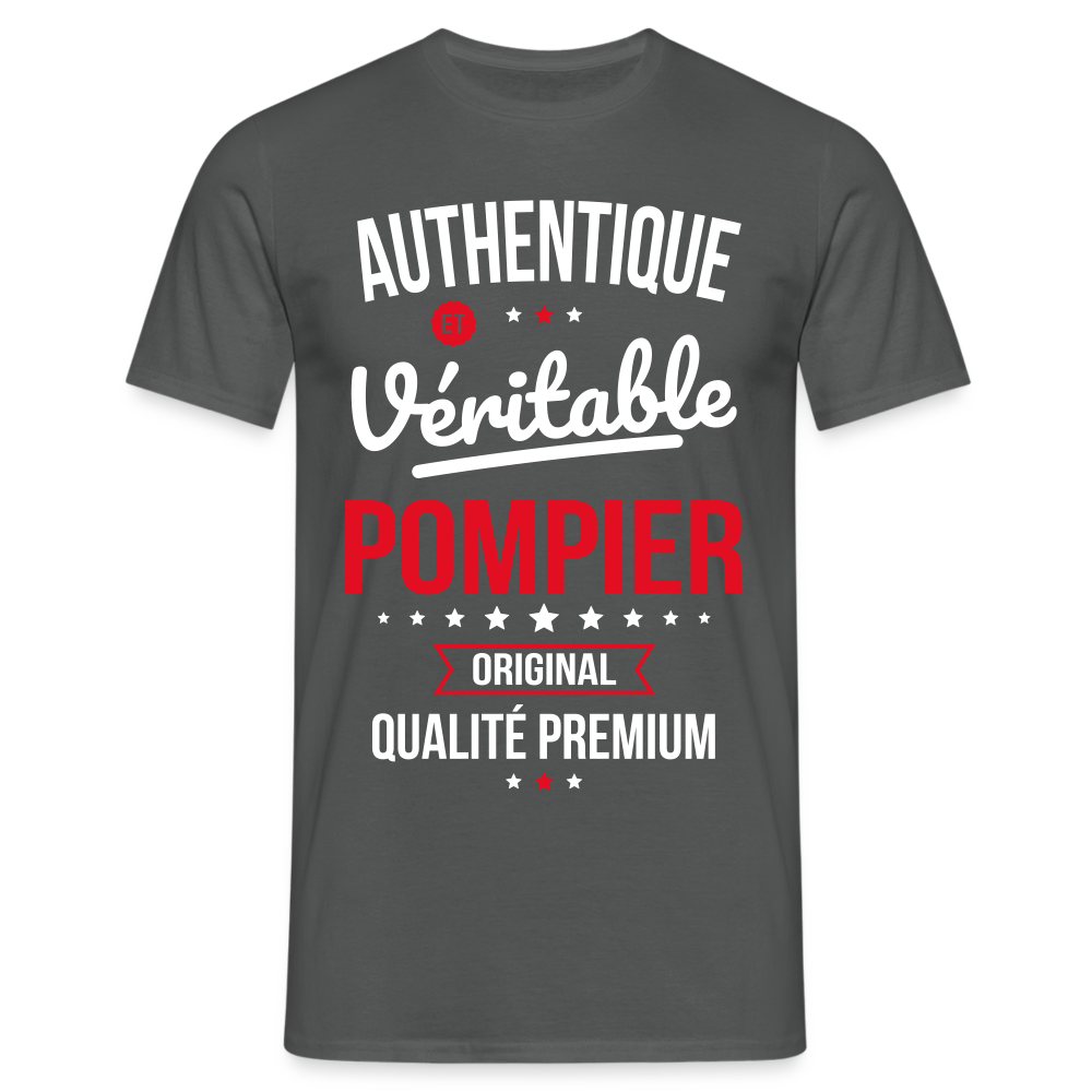 T-shirt Homme - Authentique et véritable Pompier - charbon