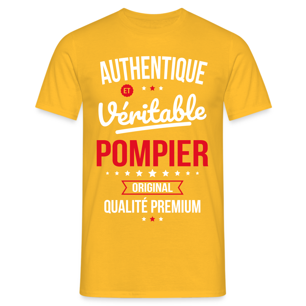 T-shirt Homme - Authentique et véritable Pompier - jaune