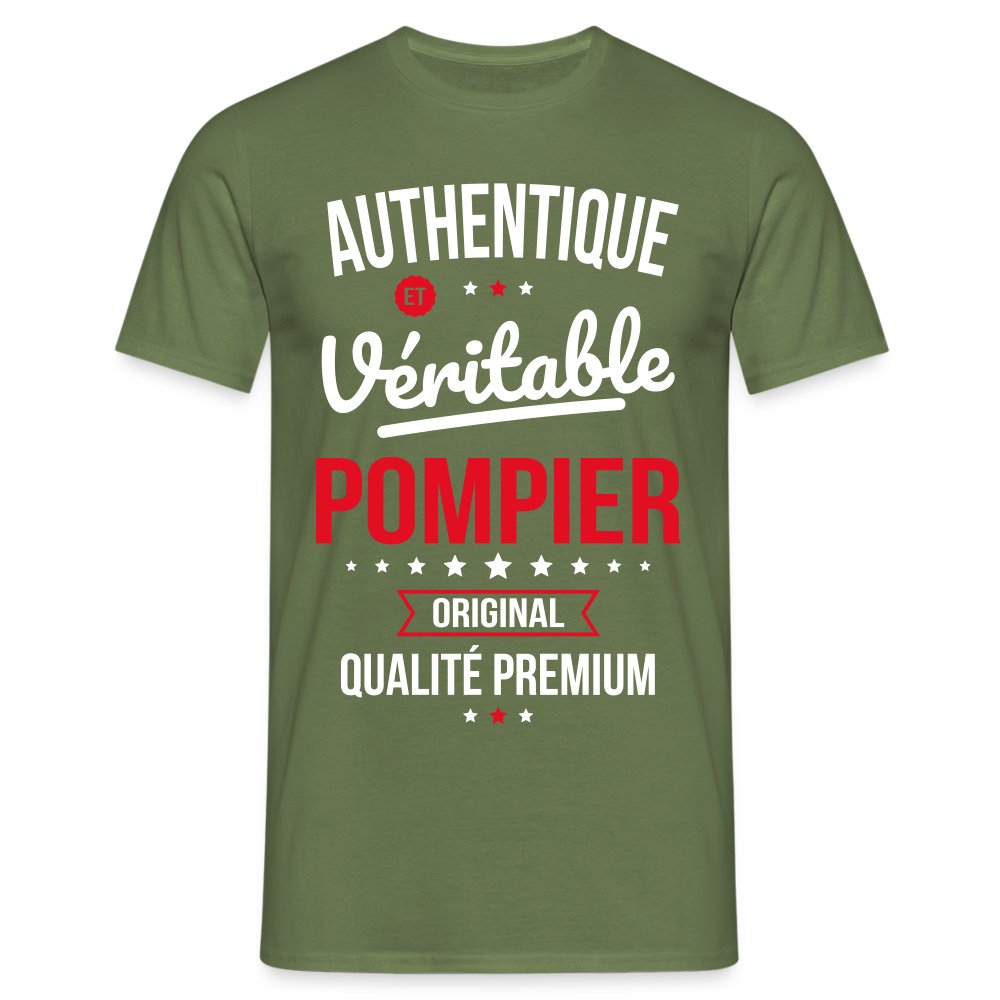 T-shirt Homme - Authentique et véritable Pompier - vert militaire