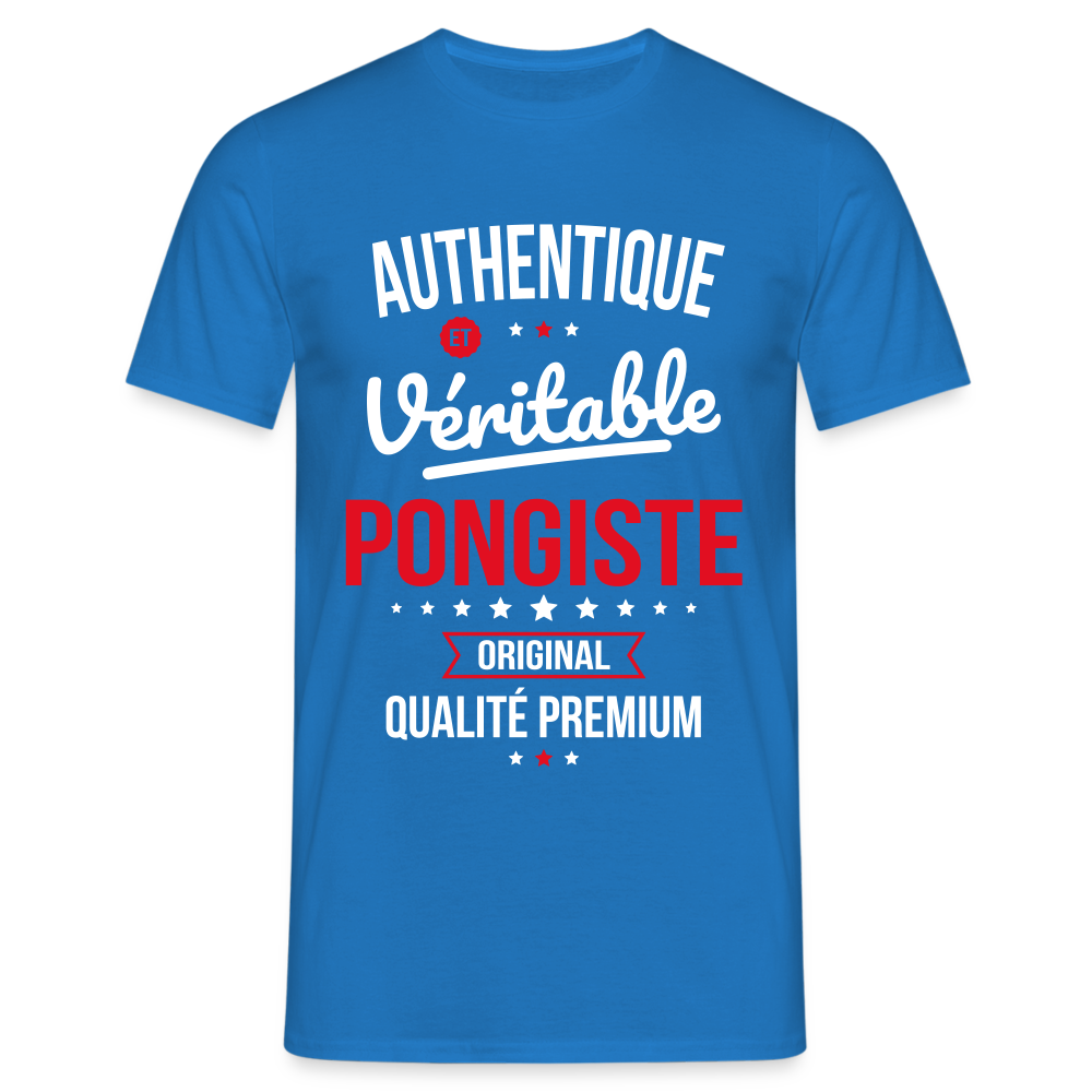 T-shirt Homme - Authentique et véritable Pongiste - bleu royal