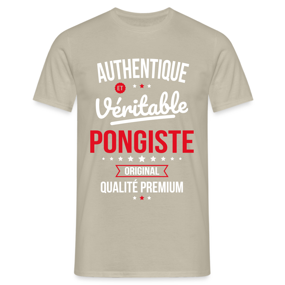 T-shirt Homme - Authentique et véritable Pongiste - beige sable