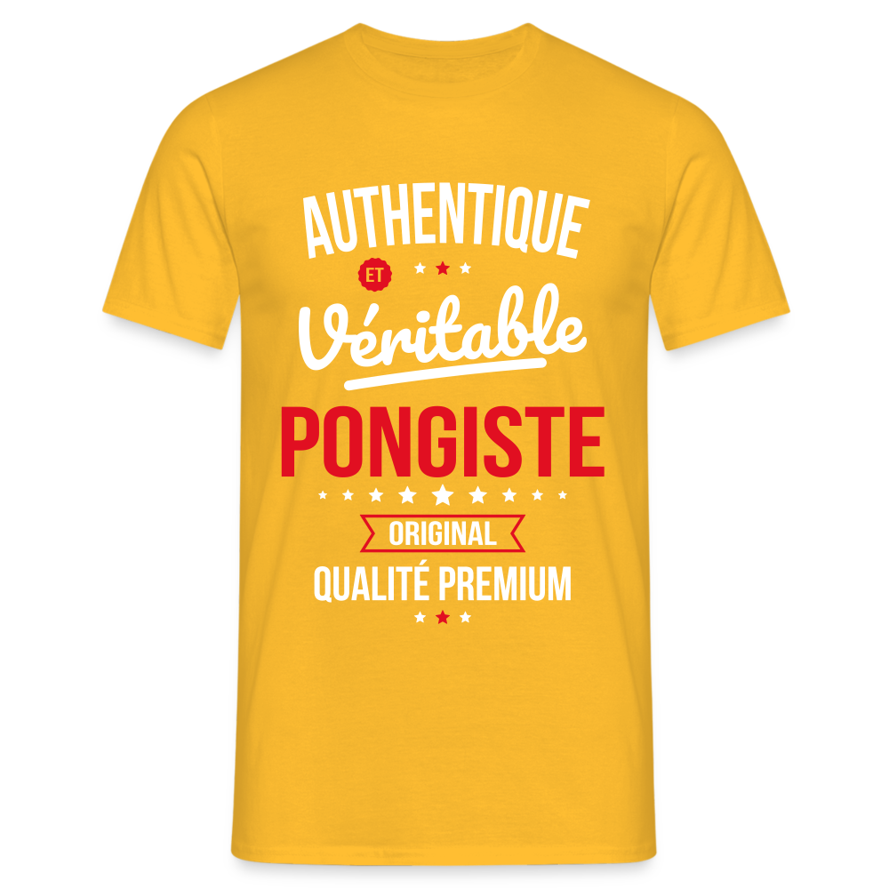 T-shirt Homme - Authentique et véritable Pongiste - jaune