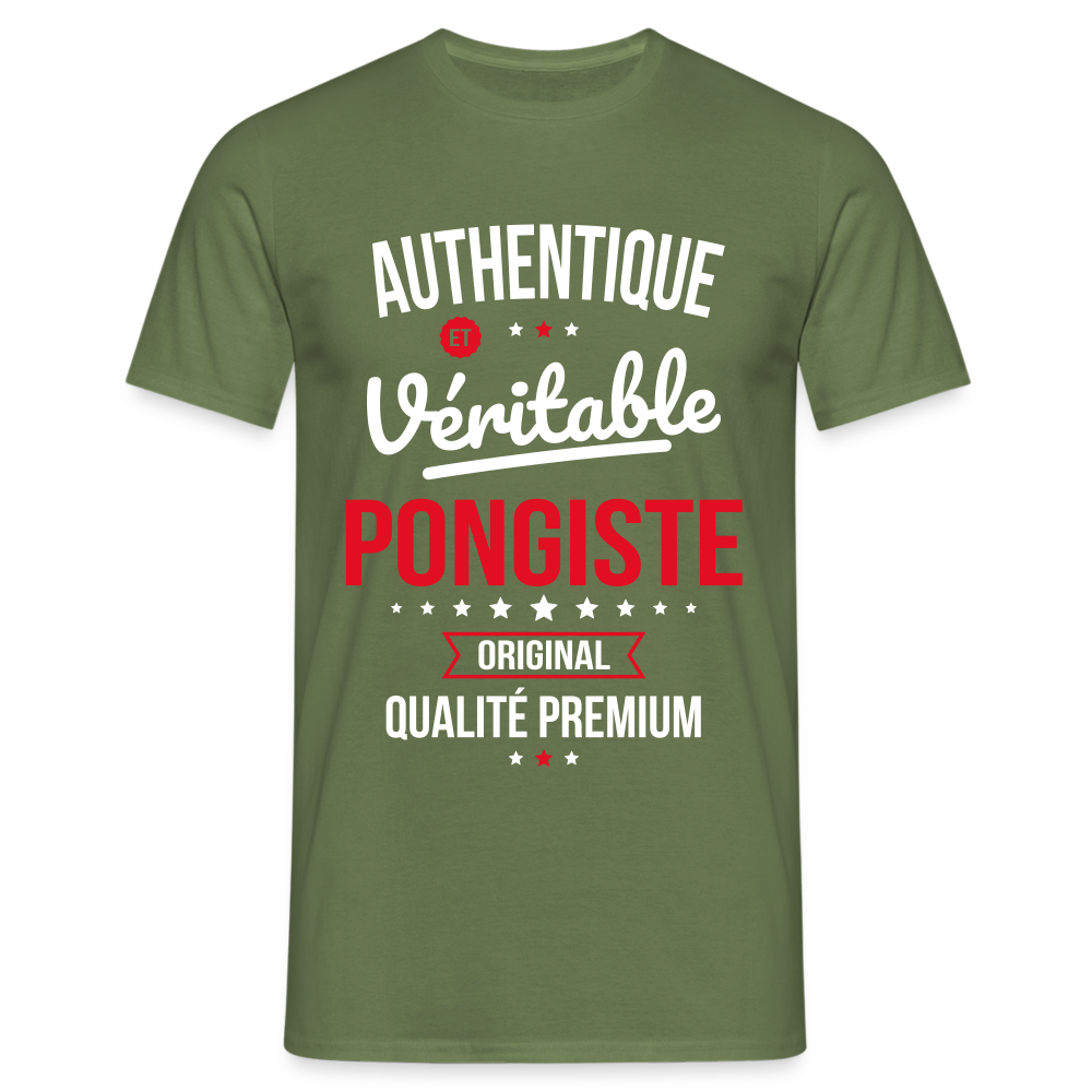 T-shirt Homme - Authentique et véritable Pongiste - vert militaire