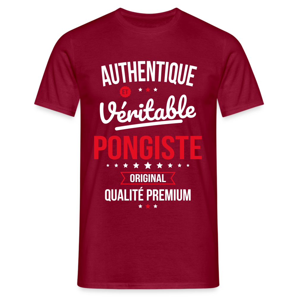 T-shirt Homme - Authentique et véritable Pongiste - rouge brique