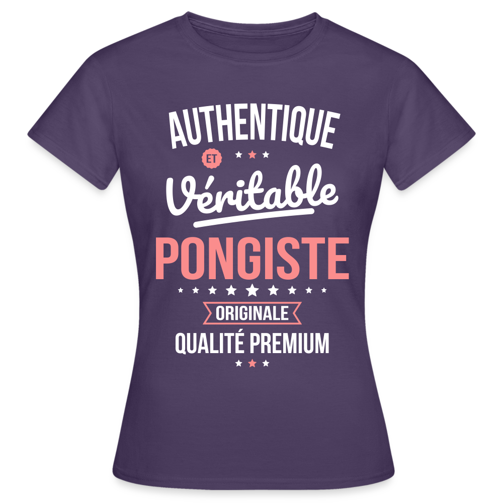 T-shirt Femme - Authentique et véritable Pongiste - violet foncé