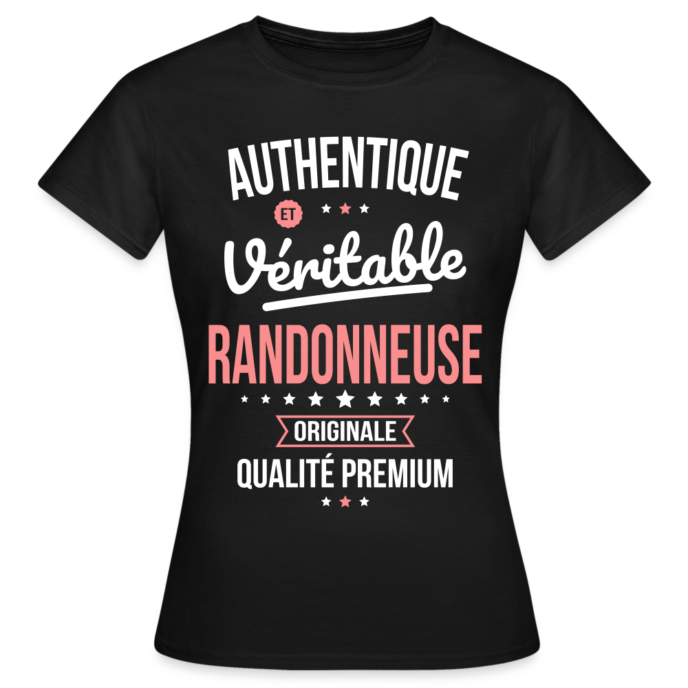 T-shirt Femme - Authentique et véritable Randonneuse - noir