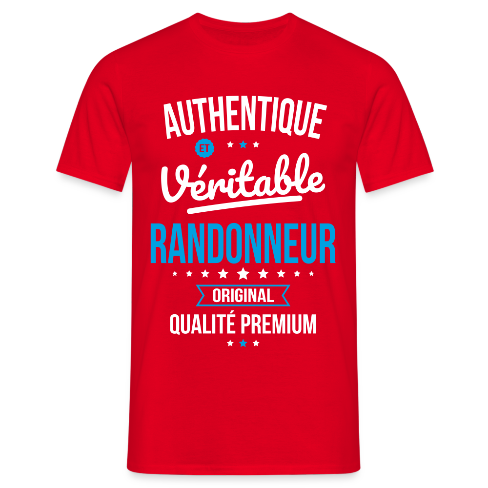 T-shirt Homme - Authentique et véritable Randonneur - rouge