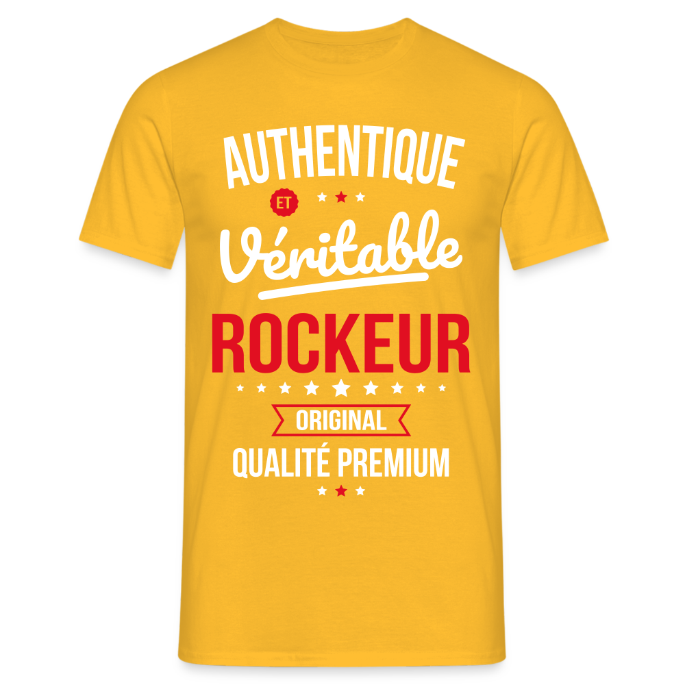 T-shirt Homme - Authentique et véritable Rockeur - jaune