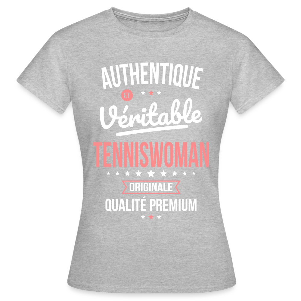 T-shirt Femme - Authentique et véritable Tenniswoman - gris chiné