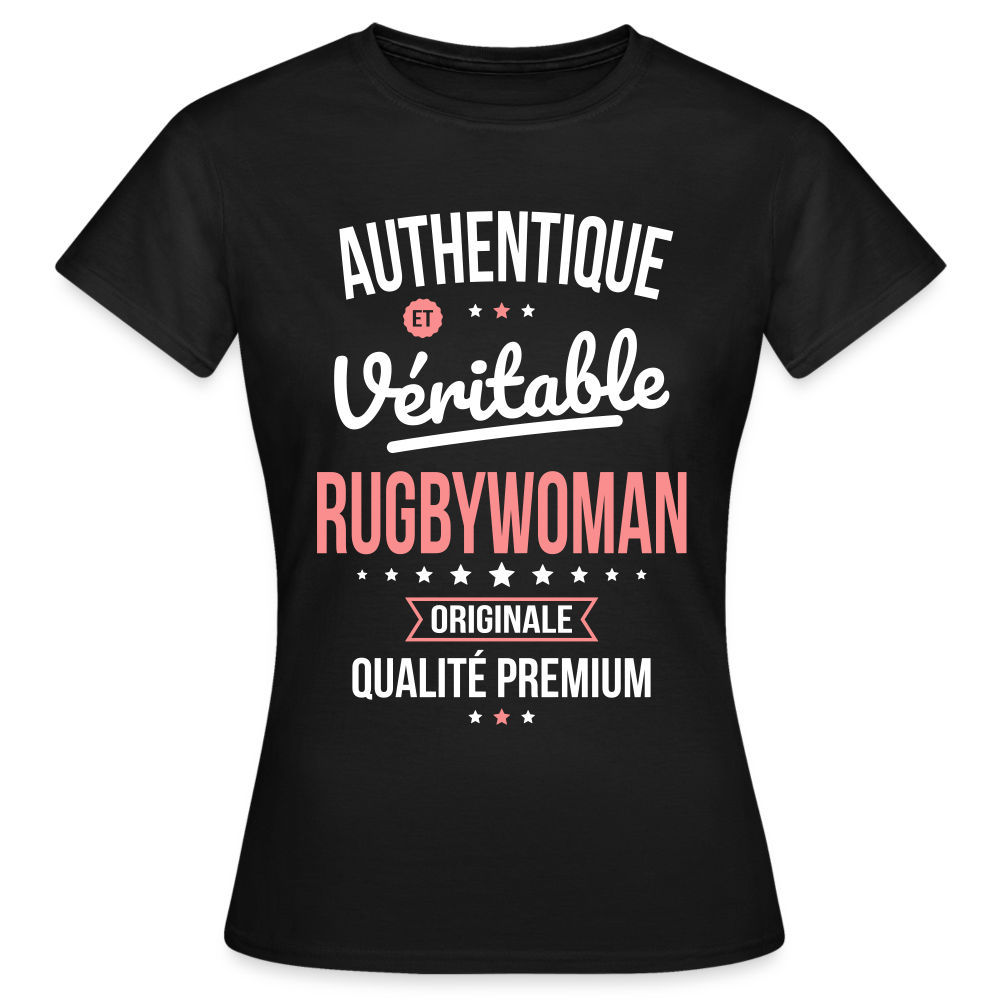 T-shirt Femme - Authentique et véritable Rugbywoman - noir