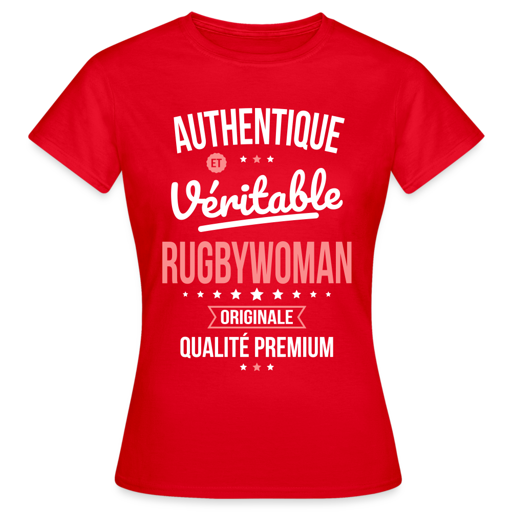 T-shirt Femme - Authentique et véritable Rugbywoman - rouge