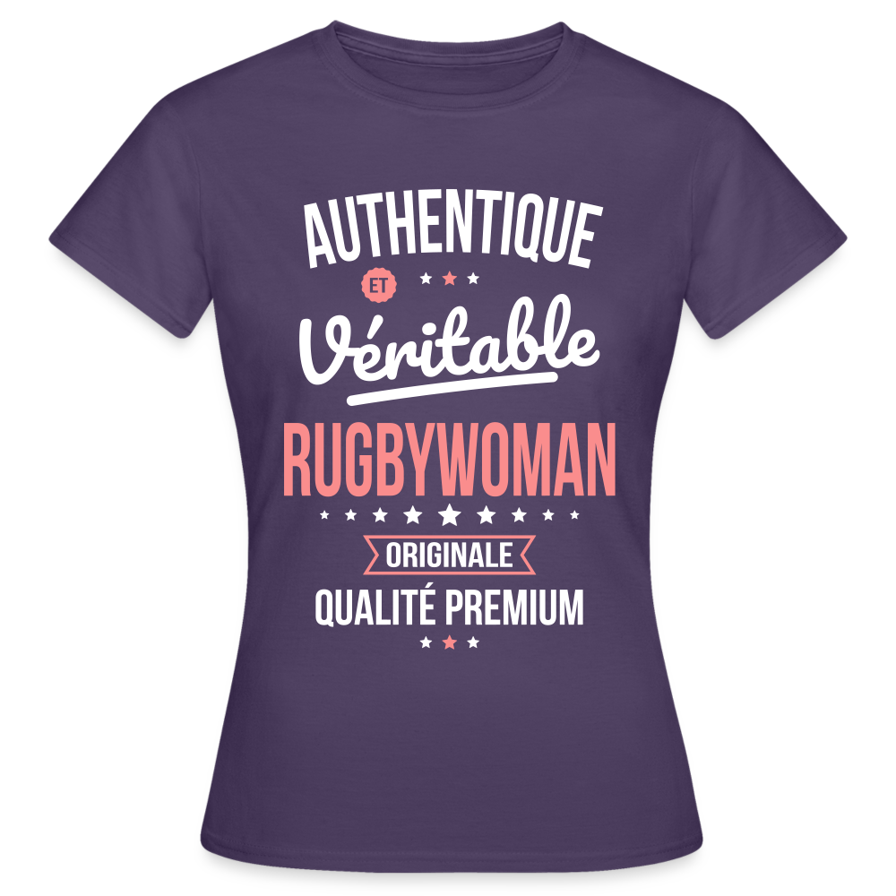 T-shirt Femme - Authentique et véritable Rugbywoman - violet foncé