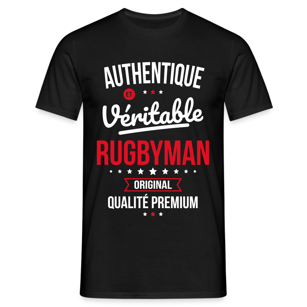 T-shirt Homme - Authentique et véritable Rugbyman - noir