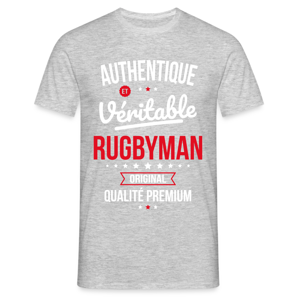 T-shirt Homme - Authentique et véritable Rugbyman - gris chiné