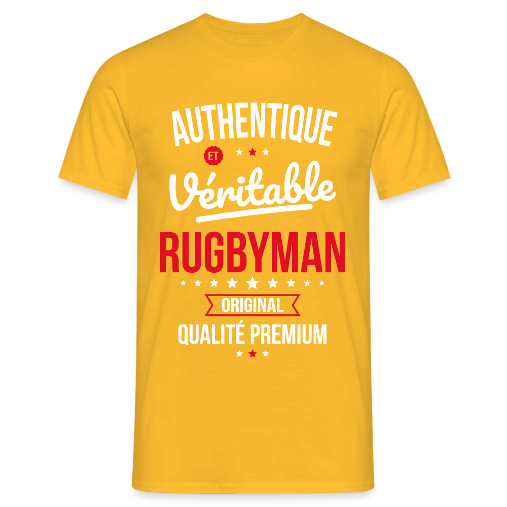 T-shirt Homme - Authentique et véritable Rugbyman - jaune