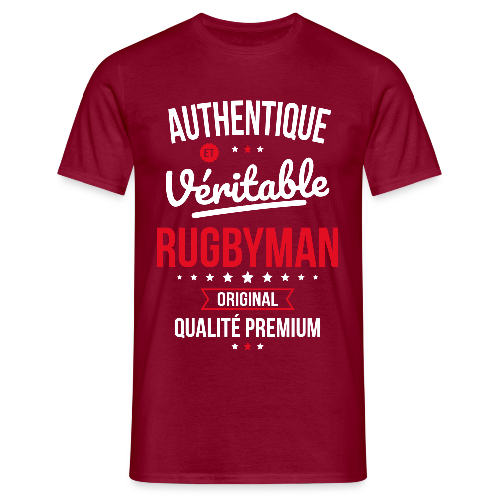 T-shirt Homme - Authentique et véritable Rugbyman - rouge brique