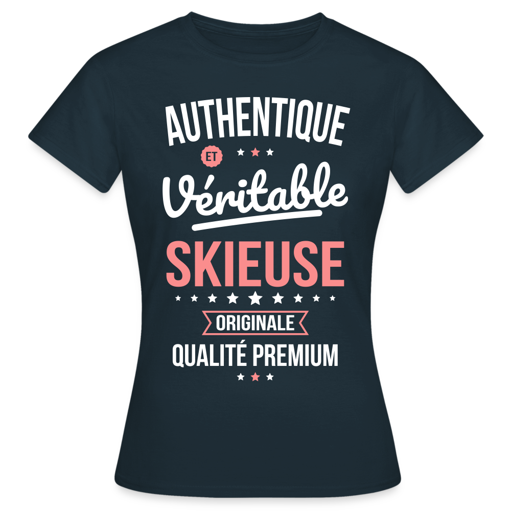 T-shirt Femme - Authentique et véritable Skieuse - marine