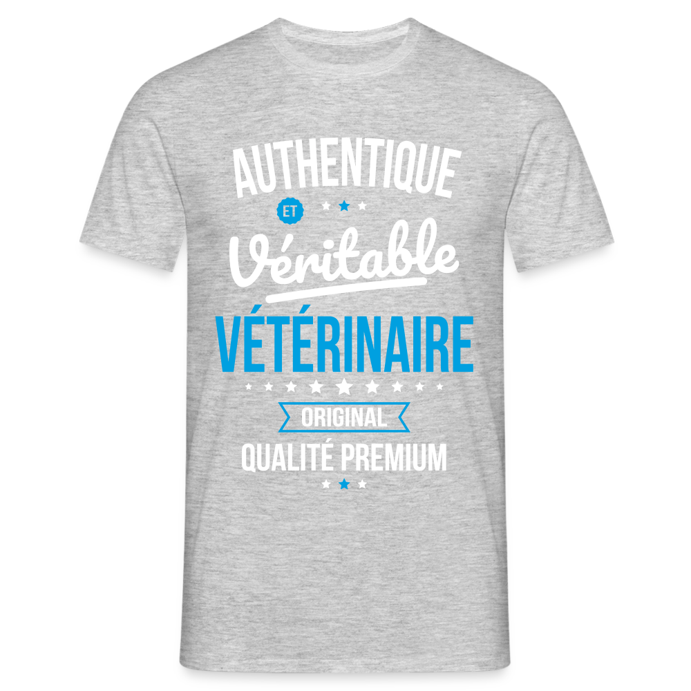 T-shirt Homme - Authentique et véritable Vétérinaire - gris chiné