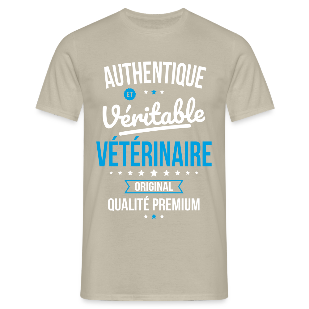 T-shirt Homme - Authentique et véritable Vétérinaire - beige sable