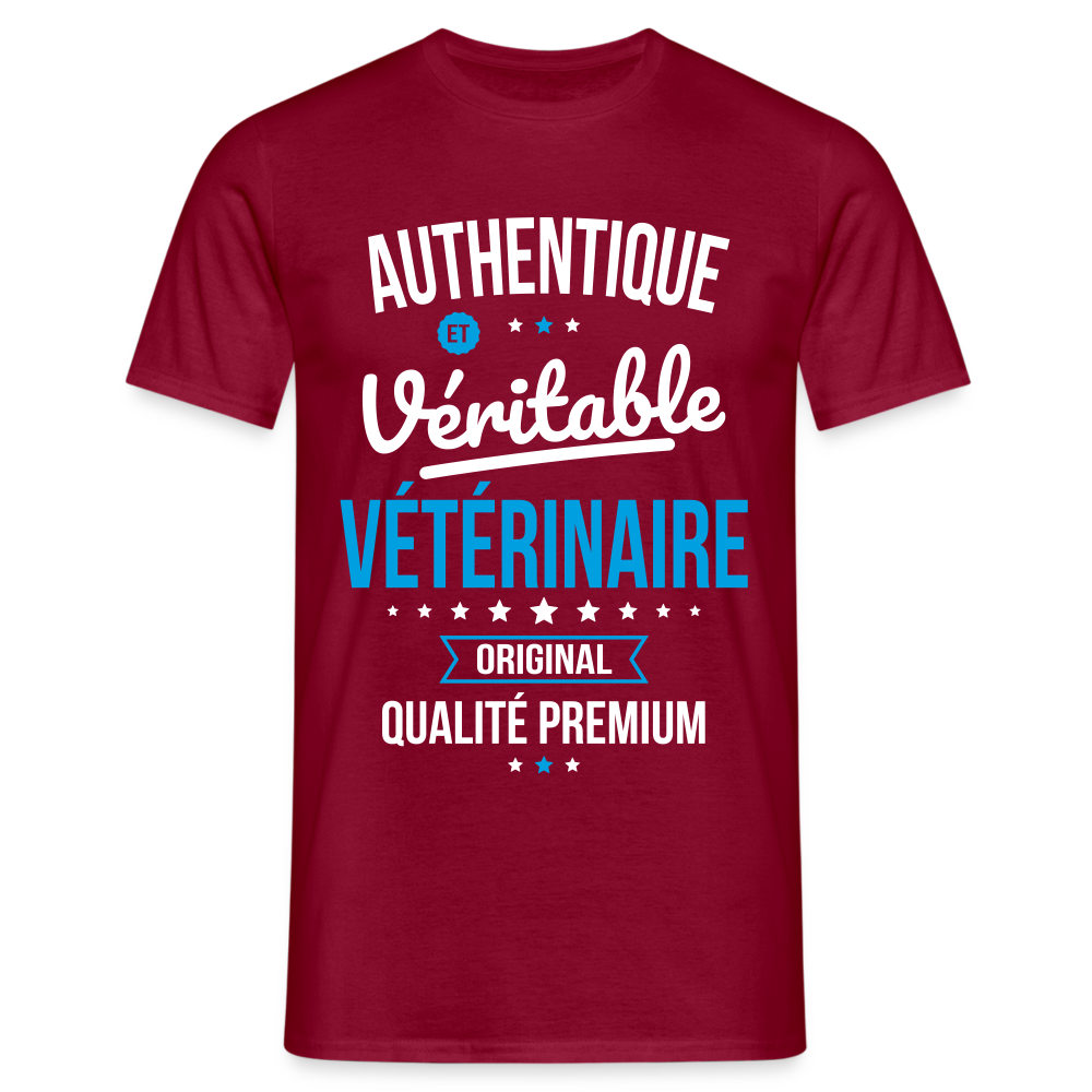 T-shirt Homme - Authentique et véritable Vétérinaire - rouge brique