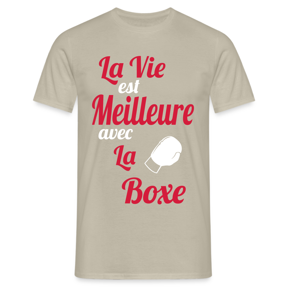 T-shirt Homme - La vie est meilleure avec la Boxe - beige sable