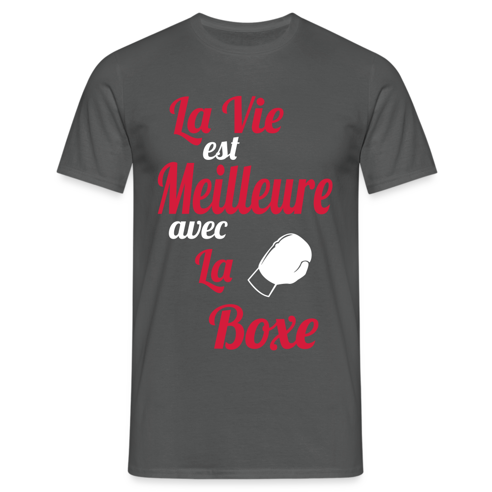 T-shirt Homme - La vie est meilleure avec la Boxe - charbon