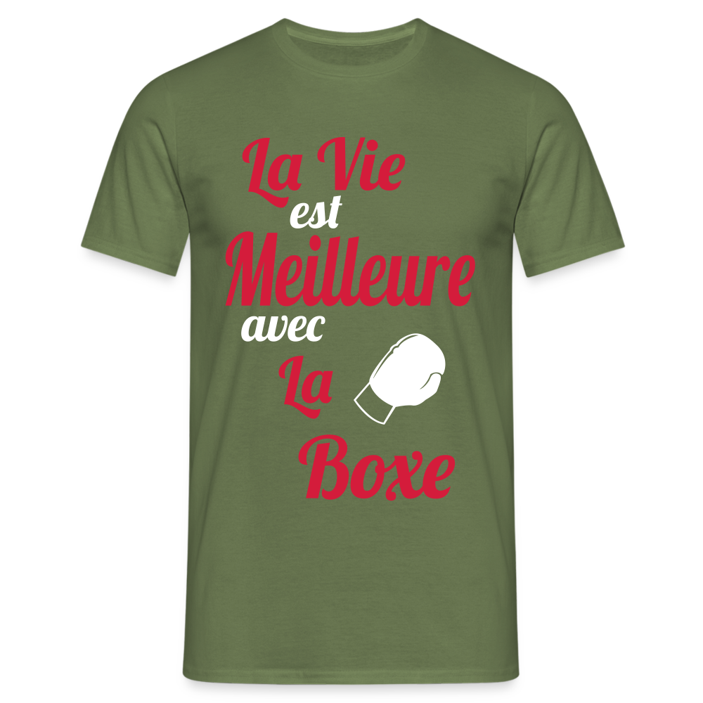 T-shirt Homme - La vie est meilleure avec la Boxe - vert militaire