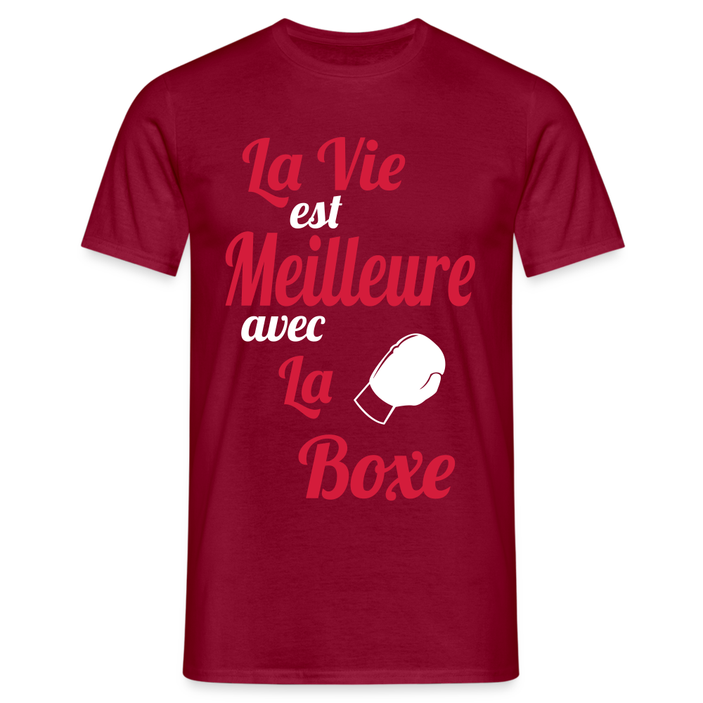 T-shirt Homme - La vie est meilleure avec la Boxe - rouge brique