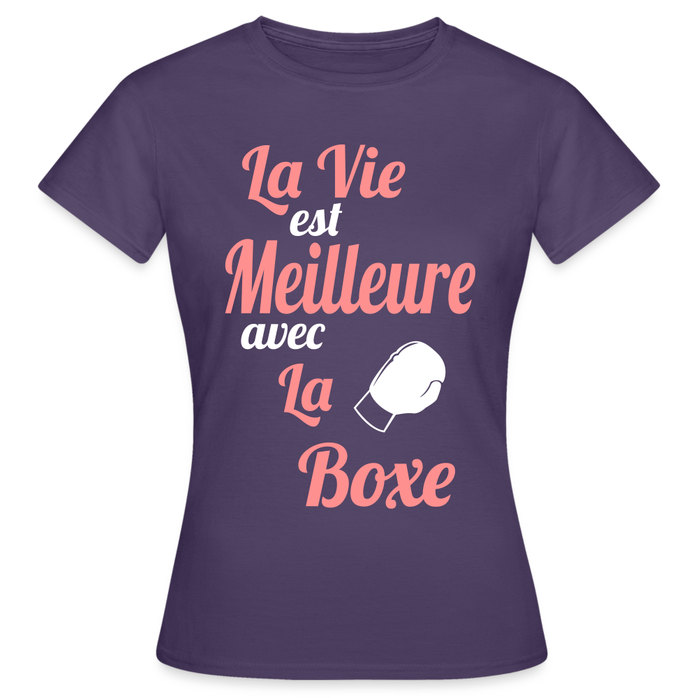 T-shirt Femme - La vie est meilleure avec la boxe - violet foncé