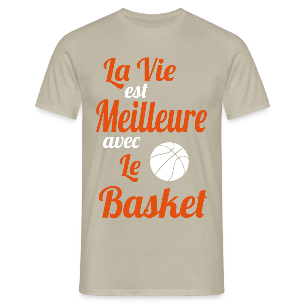 T-shirt Homme - La vie est meilleure avec le Basket - beige sable